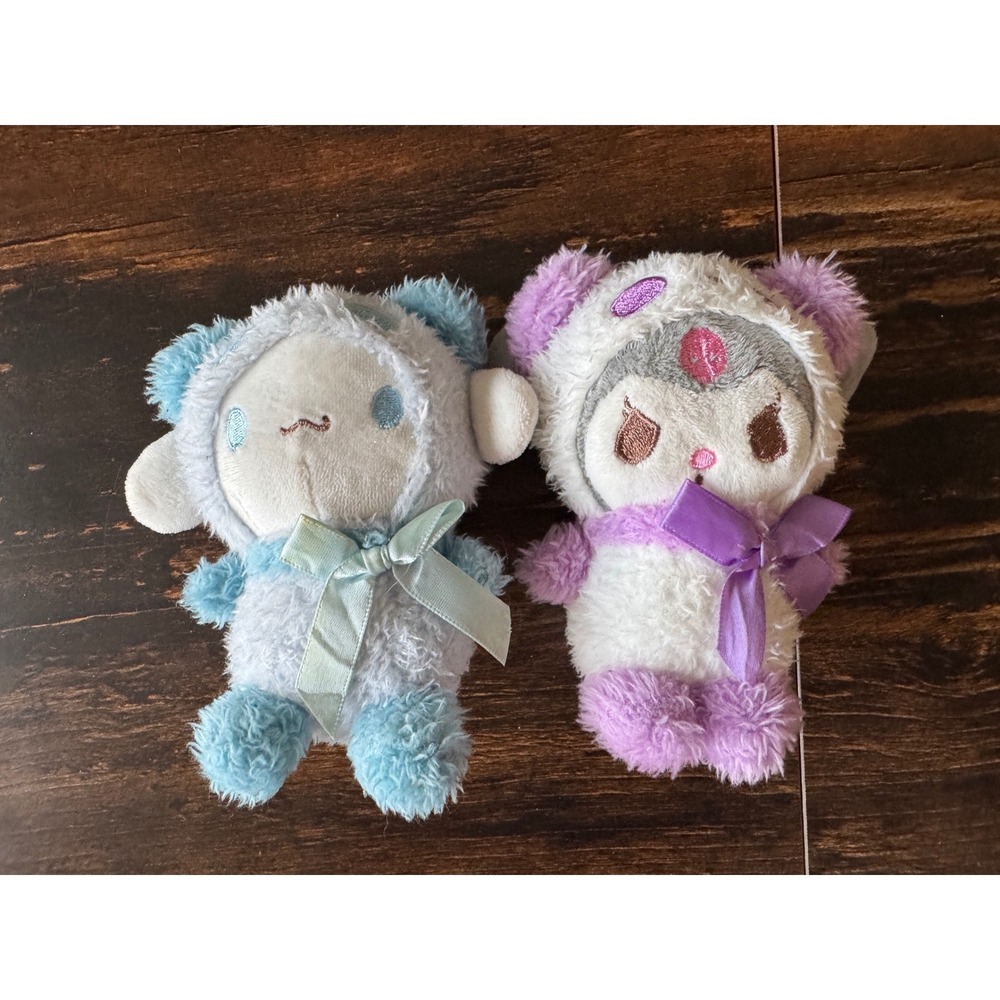 Sanrio Cinnamoroll Kuromi Plush Set Pastel Panda Costume Blue Purple 5 Inch